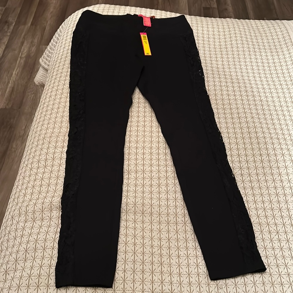 NWT black pant with lace stripe